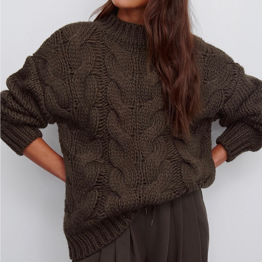 Brown Cable Knit Sweater